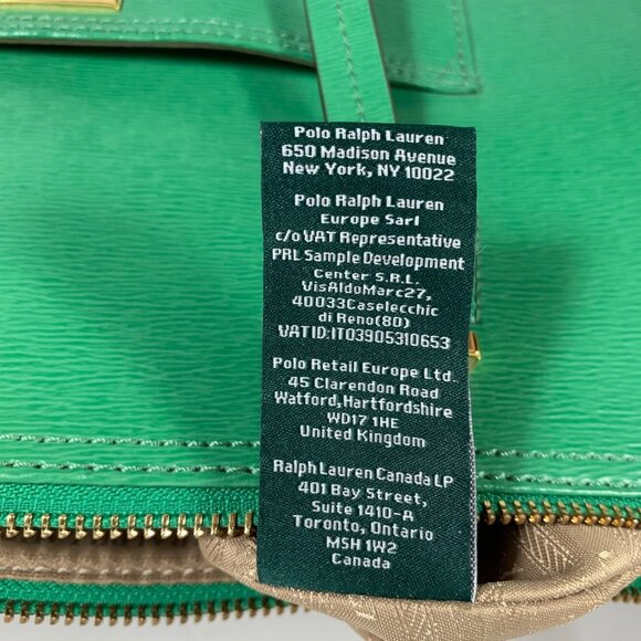 Ralph Lauren RLL Green Leather Structured Tote Shoulder Bag w/ Bag Charm/Fob EUC - Picture 12 of 13